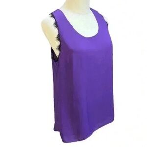 41‎ Hawthorn Lace Detail Trim Sleeveless Tank Top Blouse Purple
